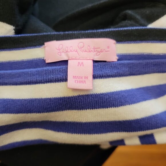 Lilly Pulitzer Striped Maria Boatneck Black & Blue Sweater Size M - Picture 5 of 5